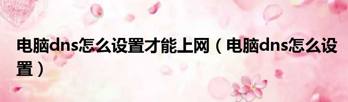 电脑dns怎么设置才能上网（电脑dns怎么设置）