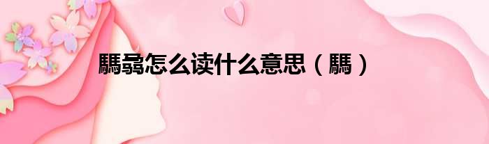 騳骉怎么读什么意思（騳）