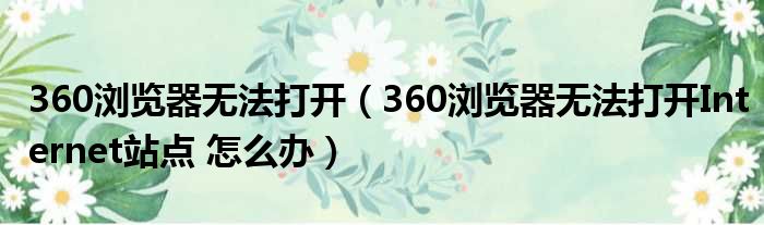 360浏览器无法打开（360浏览器无法打开Internet站点 怎么办）