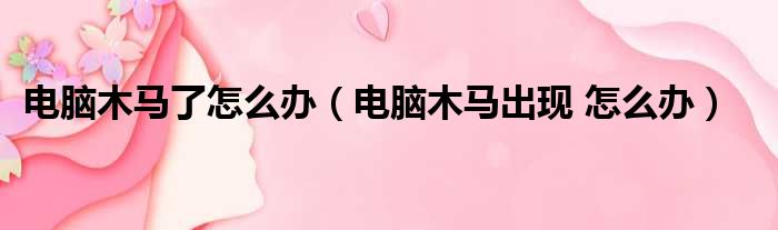 电脑木马了怎么办（电脑木马出现 怎么办）