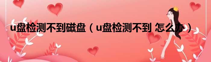 u盘检测不到磁盘（u盘检测不到 怎么办）