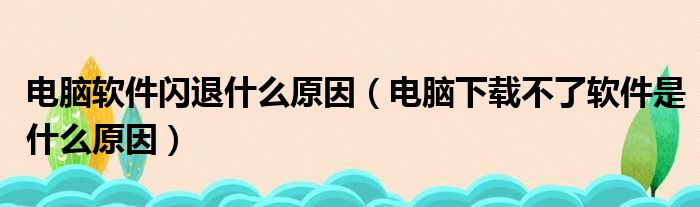 电脑软件闪退什么原因（电脑下载不了软件是什么原因）