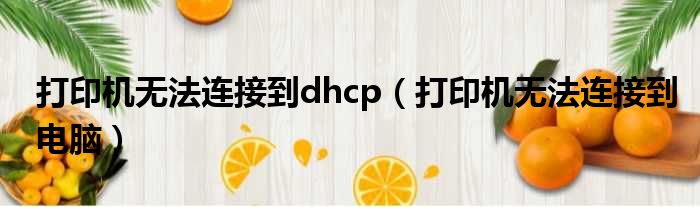 打印机无法连接到dhcp（打印机无法连接到电脑）