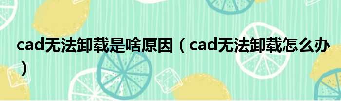 cad无法卸载是啥原因（cad无法卸载怎么办）