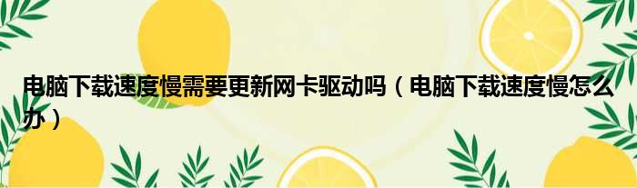 电脑下载速度慢需要更新网卡驱动吗（电脑下载速度慢怎么办）