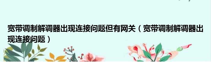 宽带调制解调器出现连接问题但有网关（宽带调制解调器出现连接问题）
