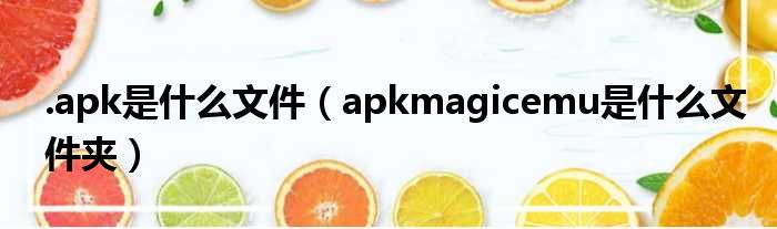 .apk是什么文件（apkmagicemu是什么文件夹）