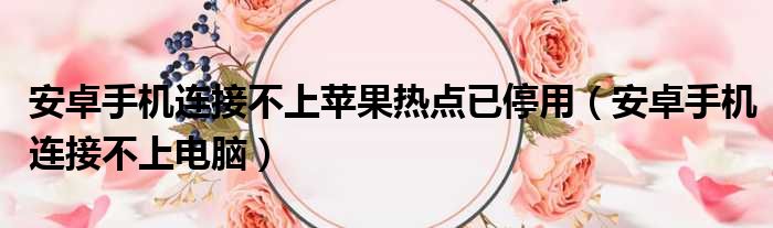 安卓手机连接不上苹果热点已停用（安卓手机连接不上电脑）