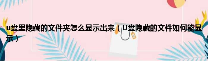 u盘里隐藏的文件夹怎么显示出来（U盘隐藏的文件如何能显示）