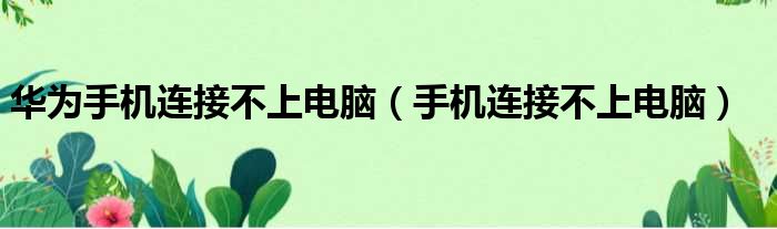 华为手机连接不上电脑（手机连接不上电脑）
