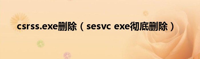 csrss.exe删除（sesvc exe彻底删除）