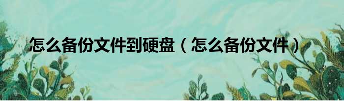 怎么备份文件到硬盘（怎么备份文件）