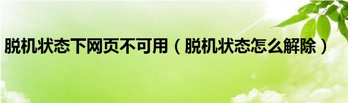 脱机状态下网页不可用（脱机状态怎么解除）