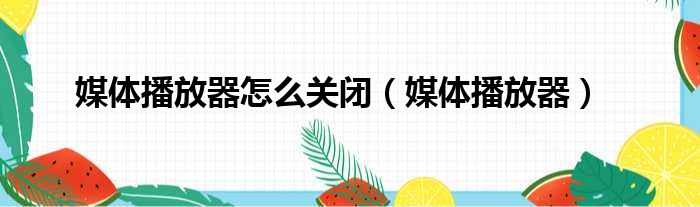 媒体播放器怎么关闭（媒体播放器）