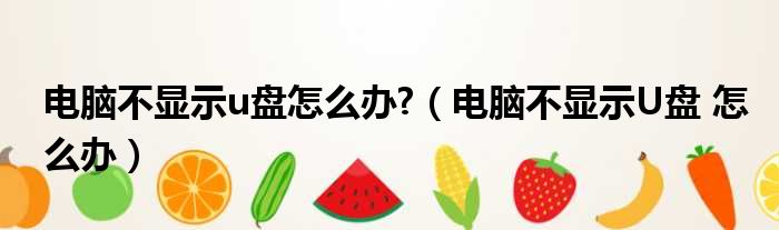 电脑不显示u盘怎么办?（电脑不显示U盘 怎么办）