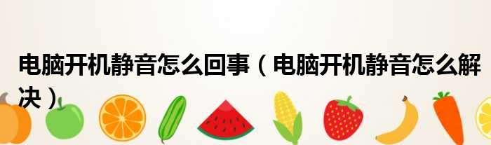 电脑开机静音怎么回事（电脑开机静音怎么解决）