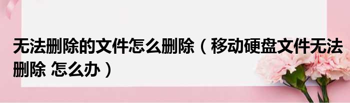 无法删除的文件怎么删除（移动硬盘文件无法删除 怎么办）
