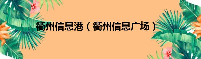 衢州信息港（衢州信息广场）
