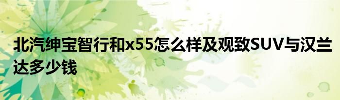 北汽绅宝智行和x55怎么样及观致SUV与汉兰达多少钱
