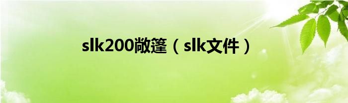 slk200敞篷（slk文件）