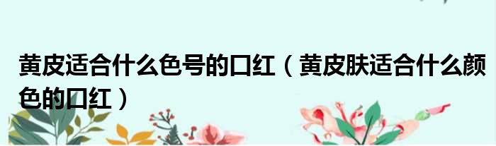 黄皮适合什么色号的口红（黄皮肤适合什么颜色的口红）