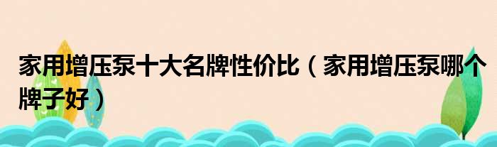 家用增压泵十大名牌性价比（家用增压泵哪个牌子好）
