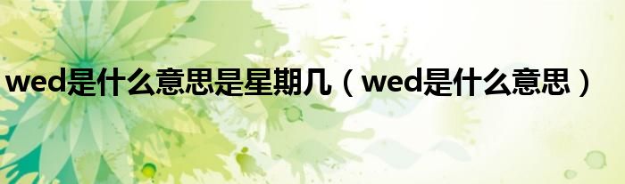 wed是什么意思是星期几（wed是什么意思）