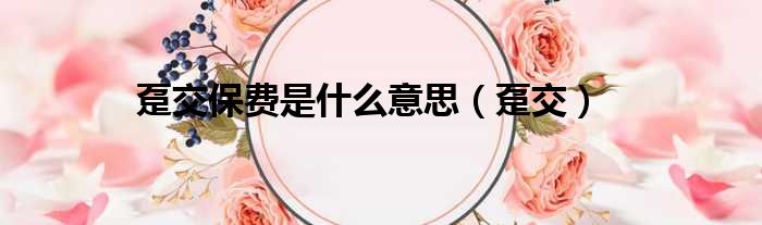 趸交保费是什么意思（趸交）