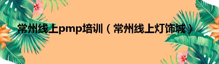 常州线上pmp培训（常州线上灯饰城）