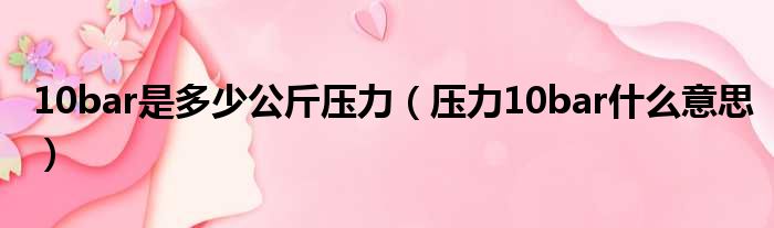 10bar是多少公斤压力（压力10bar什么意思）