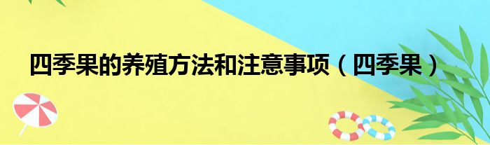 四季果的养殖方法和注意事项（四季果）