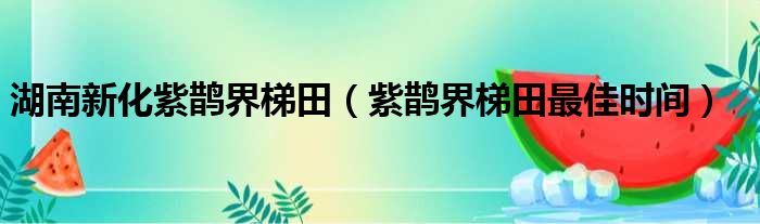 湖南新化紫鹊界梯田（紫鹊界梯田最佳时间）