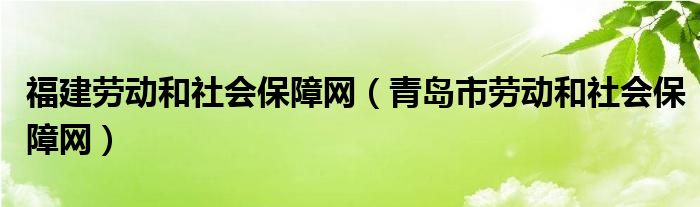 福建劳动和社会保障网（青岛市劳动和社会保障网）