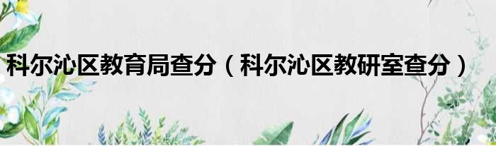 科尔沁区教育局查分（科尔沁区教研室查分）