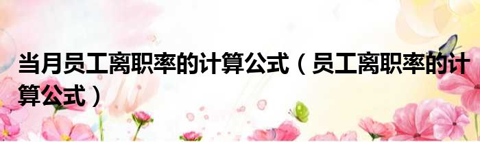 当月员工离职率的计算公式（员工离职率的计算公式）