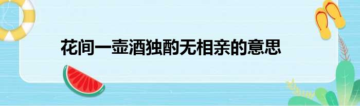 花间一壶酒独酌无相亲的意思