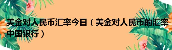 美金对人民币汇率今日（美金对人民币的汇率中国银行）