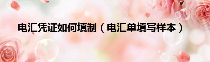 电汇凭证如何填制（电汇单填写样本）