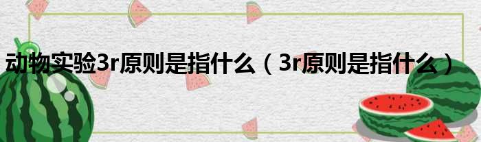 动物实验3r原则是指什么（3r原则是指什么）