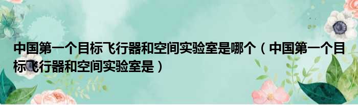 中国第一个目标飞行器和空间实验室是哪个（中国第一个目标飞行器和空间实验室是）