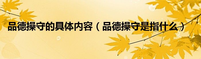 品德操守的具体内容（品德操守是指什么）