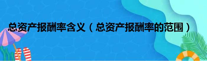 总资产报酬率含义（总资产报酬率的范围）