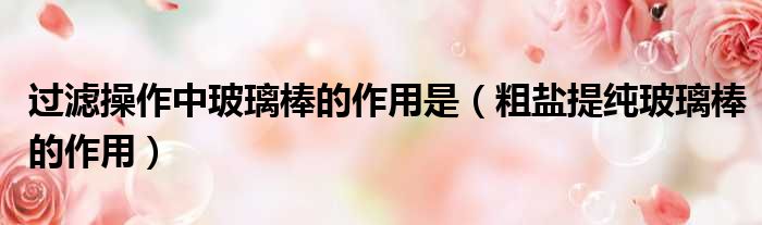 过滤操作中玻璃棒的作用是（粗盐提纯玻璃棒的作用）