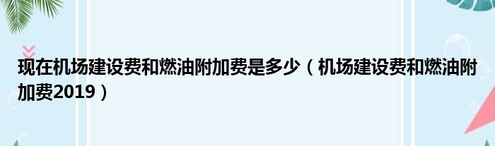 现在机场建设费和燃油附加费是多少（机场建设费和燃油附加费2019）