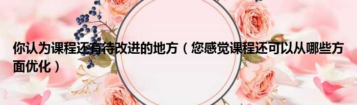 你认为课程还有待改进的地方（您感觉课程还可以从哪些方面优化）
