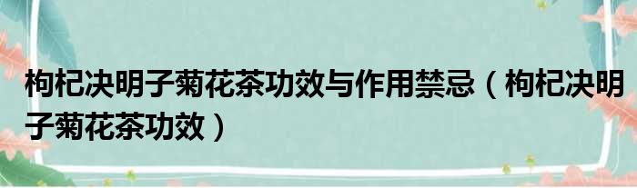 枸杞决明子菊花茶功效与作用禁忌（枸杞决明子菊花茶功效）