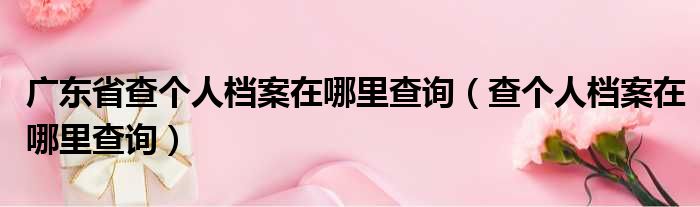 广东省查个人档案在哪里查询（查个人档案在哪里查询）