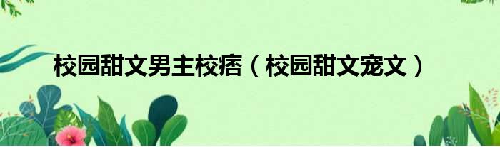 校园甜文男主校痞（校园甜文宠文）