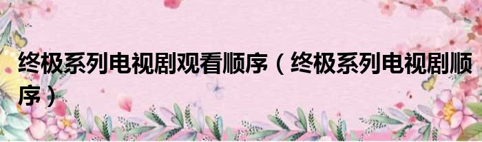 终极系列电视剧观看顺序（终极系列电视剧顺序）