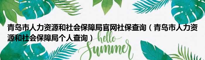 青岛市人力资源和社会保障局官网社保查询（青岛市人力资源和社会保障局个人查询）